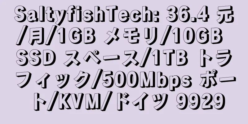 SaltyfishTech: 36.4 元/月/1GB メモリ/10GB SSD スペース/1TB トラフィック/500Mbps ポート/KVM/ドイツ 9929