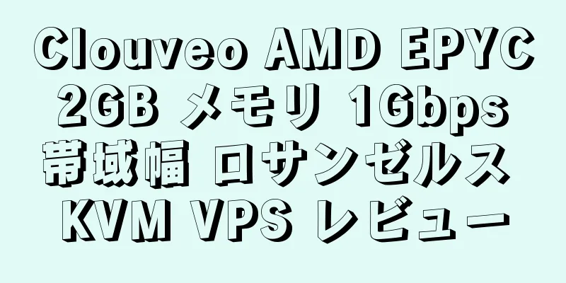Clouveo AMD EPYC 2GB メモリ 1Gbps 帯域幅 ロサンゼルス KVM VPS レビュー