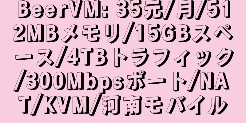 BeerVM: 35元/月/512MBメモリ/15GBスペース/4TBトラフィック/300Mbpsポート/NAT/KVM/河南モバイル