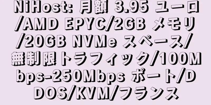 NiHost: 月額 3.95 ユーロ/AMD EPYC/2GB メモリ/20GB NVMe スペース/無制限トラフィック/100Mbps-250Mbps ポート/DDOS/KVM/フランス