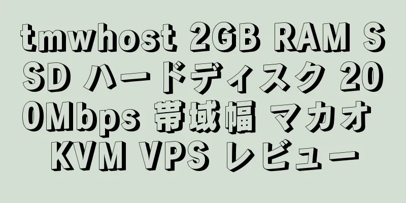 tmwhost 2GB RAM SSD ハードディスク 200Mbps 帯域幅 マカオ KVM VPS レビュー