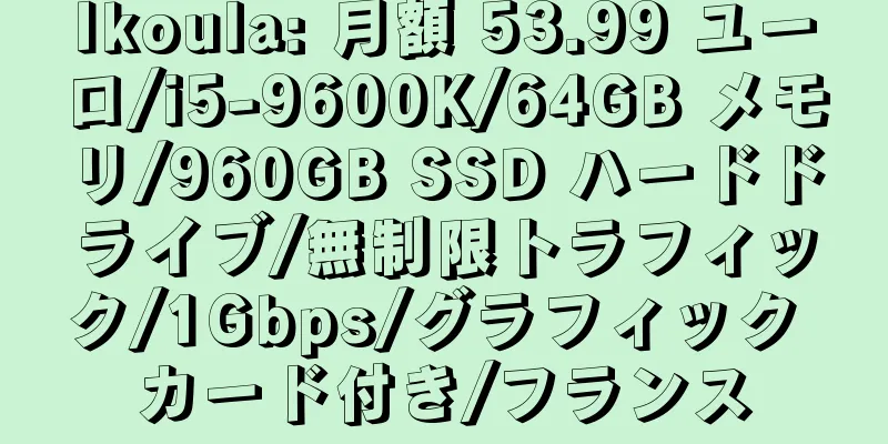 Ikoula: 月額 53.99 ユーロ/i5-9600K/64GB メモリ/960GB SSD ハードドライブ/無制限トラフィック/1Gbps/グラフィック カード付き/フランス