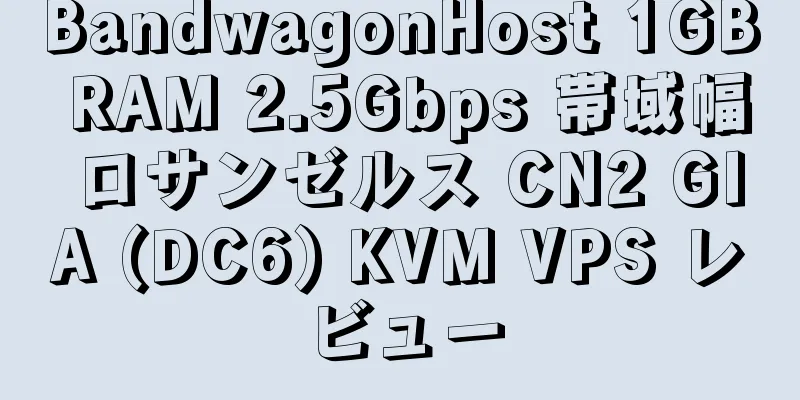 BandwagonHost 1GB RAM 2.5Gbps 帯域幅 ロサンゼルス CN2 GIA (DC6) KVM VPS レビュー