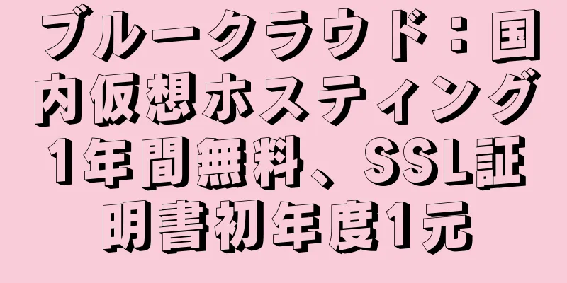 ブルークラウド：国内仮想ホスティング1年間無料、SSL証明書初年度1元