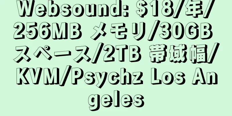 Websound: $18/年/256MB メモリ/30GB スペース/2TB 帯域幅/KVM/Psychz Los Angeles