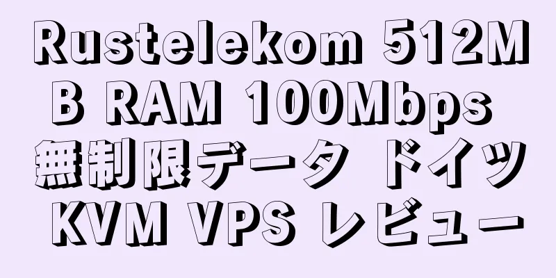 Rustelekom 512MB RAM 100Mbps 無制限データ ドイツ KVM VPS レビュー