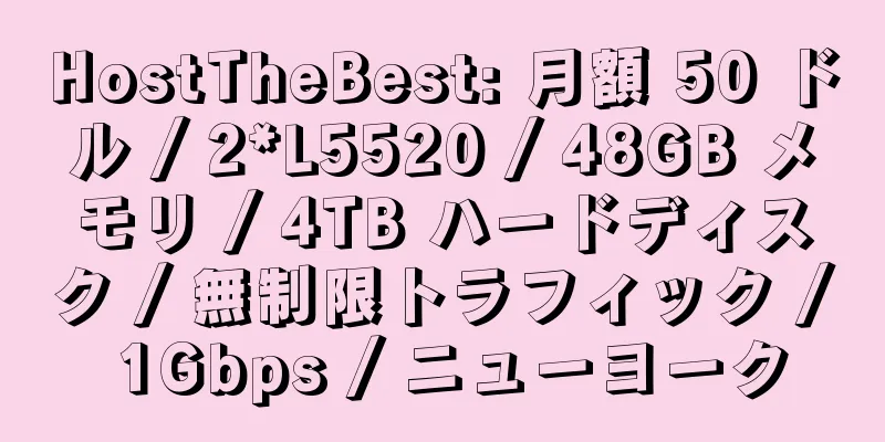 HostTheBest: 月額 50 ドル / 2*L5520 / 48GB メモリ / 4TB ハードディスク / 無制限トラフィック / 1Gbps / ニューヨーク