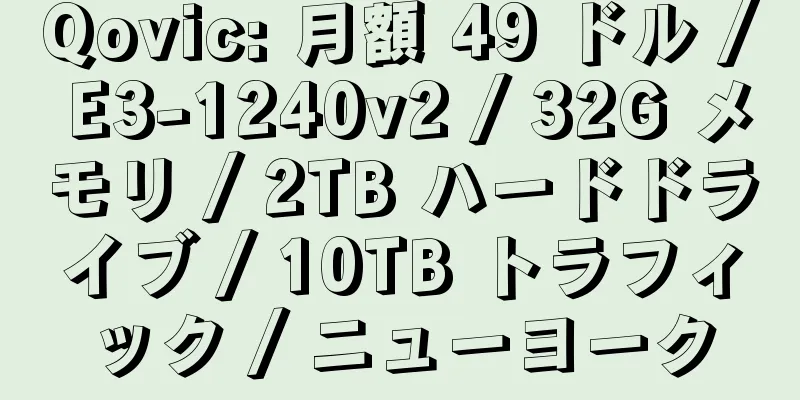 Qovic: 月額 49 ドル / E3-1240v2 / 32G メモリ / 2TB ハードドライブ / 10TB トラフィック / ニューヨーク
