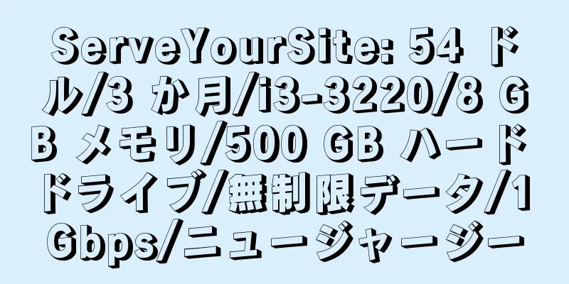 ServeYourSite: 54 ドル/3 か月/i3-3220/8 GB メモリ/500 GB ハード ドライブ/無制限データ/1 Gbps/ニュージャージー