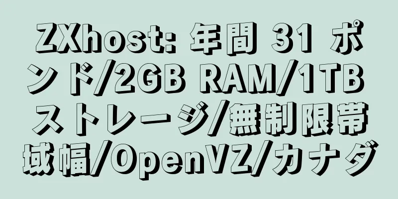 ZXhost: 年間 31 ポンド/2GB RAM/1TB ストレージ/無制限帯域幅/OpenVZ/カナダ