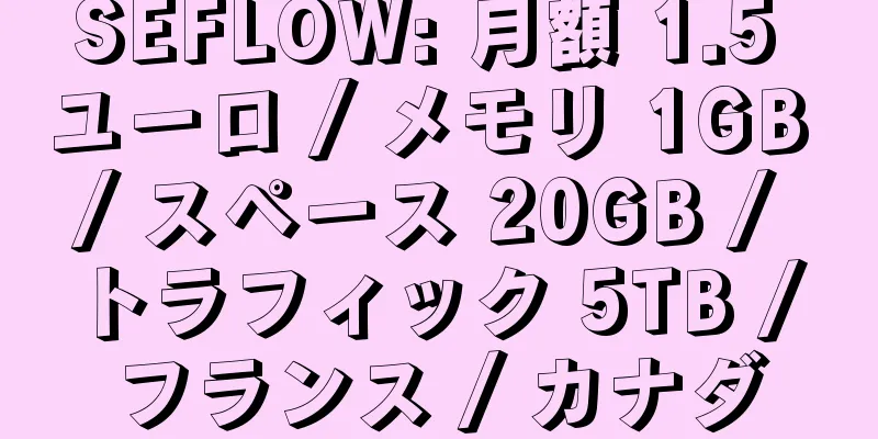 SEFLOW: 月額 1.5 ユーロ / メモリ 1GB / スペース 20GB / トラフィック 5TB / フランス / カナダ