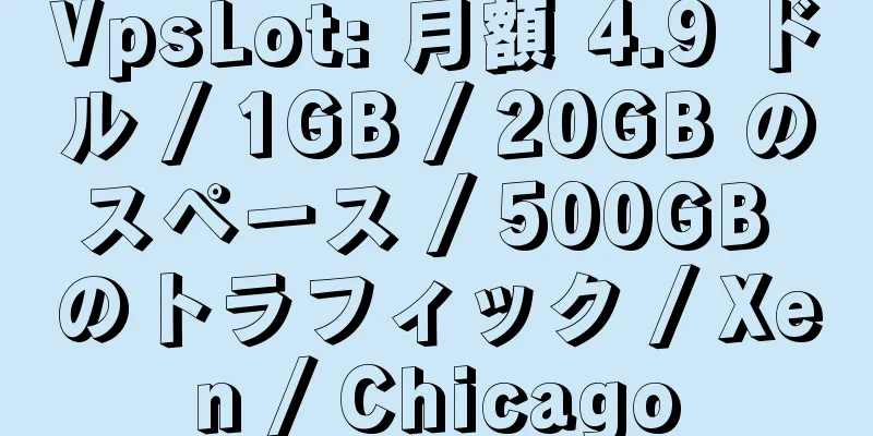 VpsLot: 月額 4.9 ドル / 1GB / 20GB のスペース / 500GB のトラフィック / Xen / Chicago