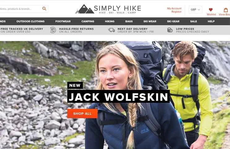 Simply Hike は、英国を拠点とするキャンプ用品とアウトドア衣料のオンライン ショッピング サイトです。