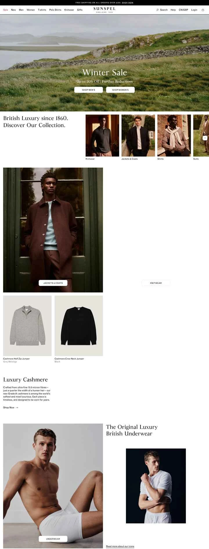サンスペル公式サイト：英国高級メンズ・レディースウェア