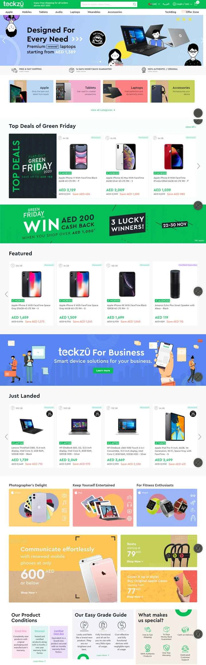 UAEで再生携帯電話とタブレットを購入：Teckzu