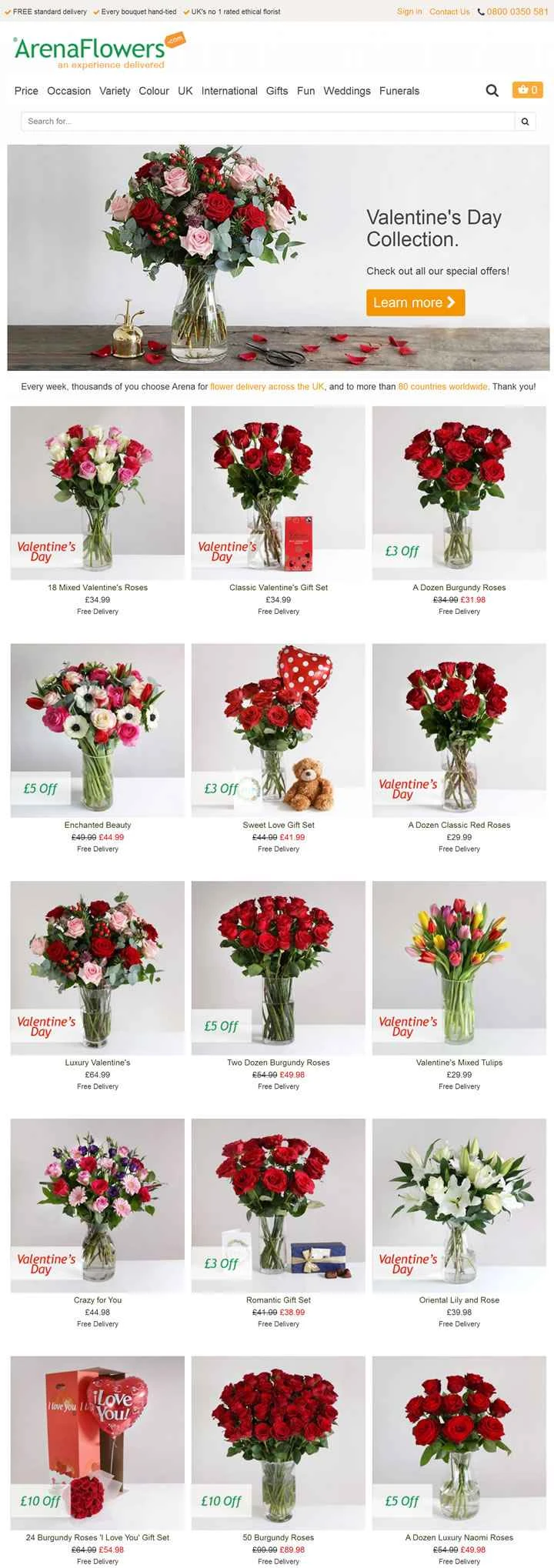 アリーナ フラワーズは、英国および世界を代表する花配達専門会社です。