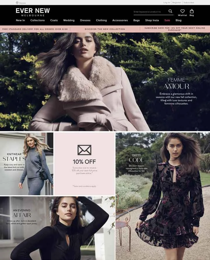 エバーニューカナダ公式サイト：女性の美しさを紹介