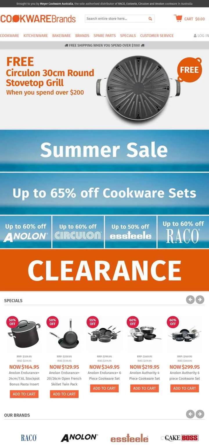 オーストラリアの最高の調理器具ブランドのウェブサイト：調理器具ブランド