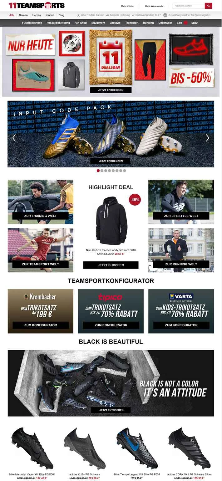 ドイツ最大のオンラインサッカーストア：11teamsports