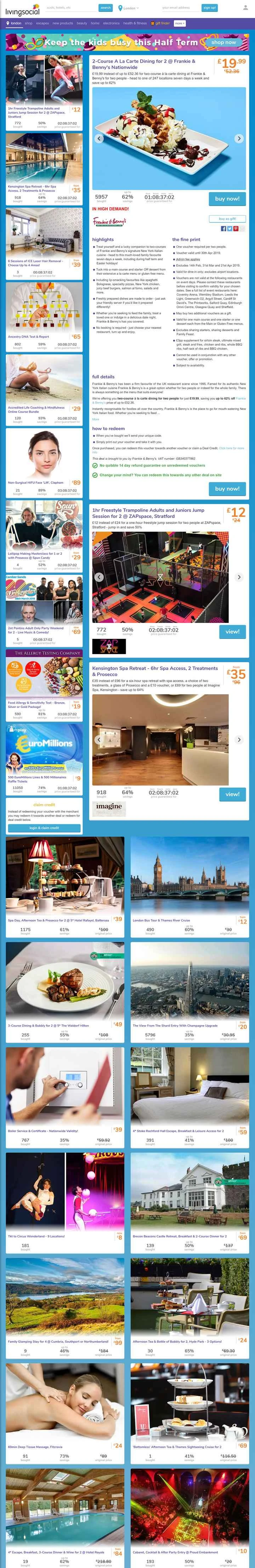 LivingSocial UK: イギリスのローカルオファー