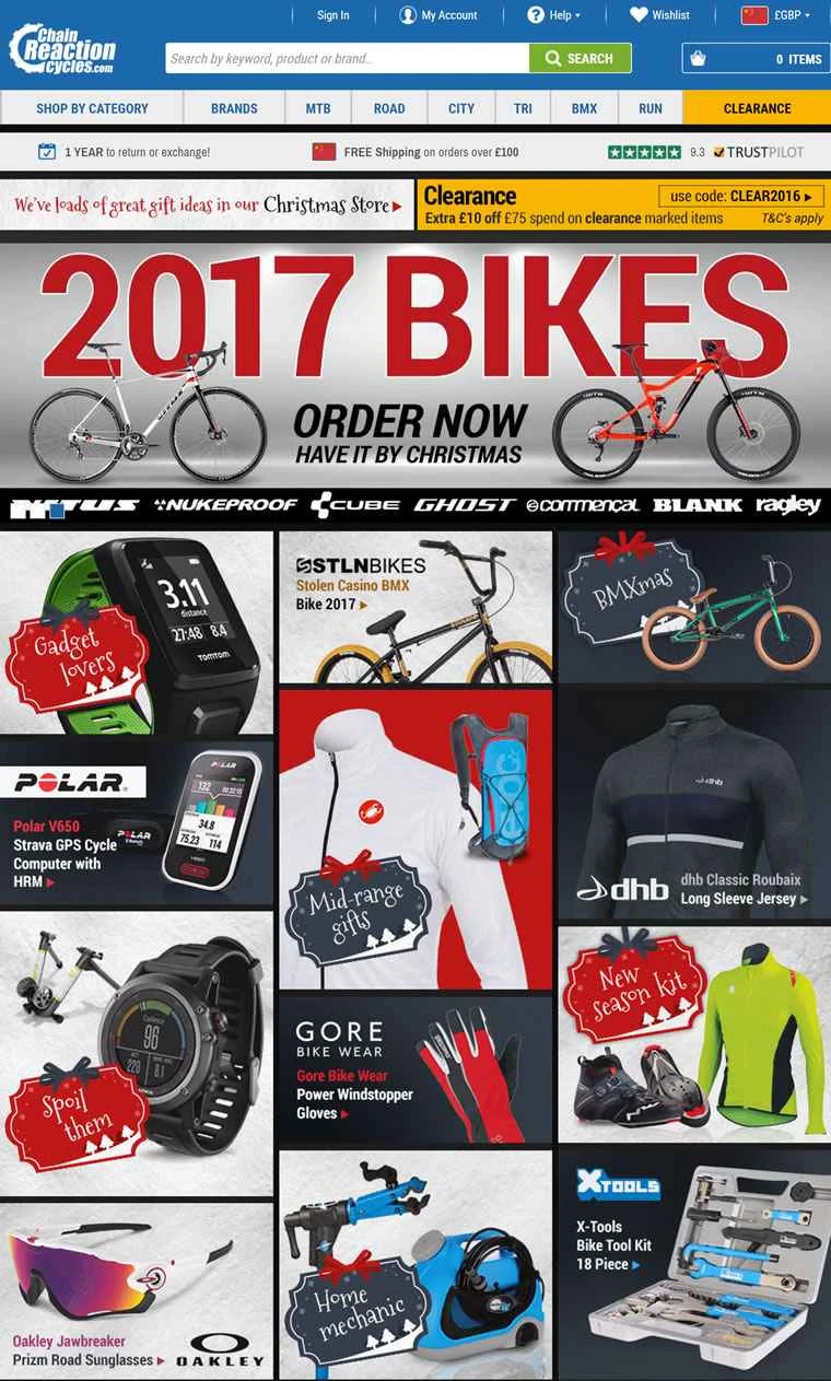 世界最大のオンライン自転車店、Chain Reaction Cycles