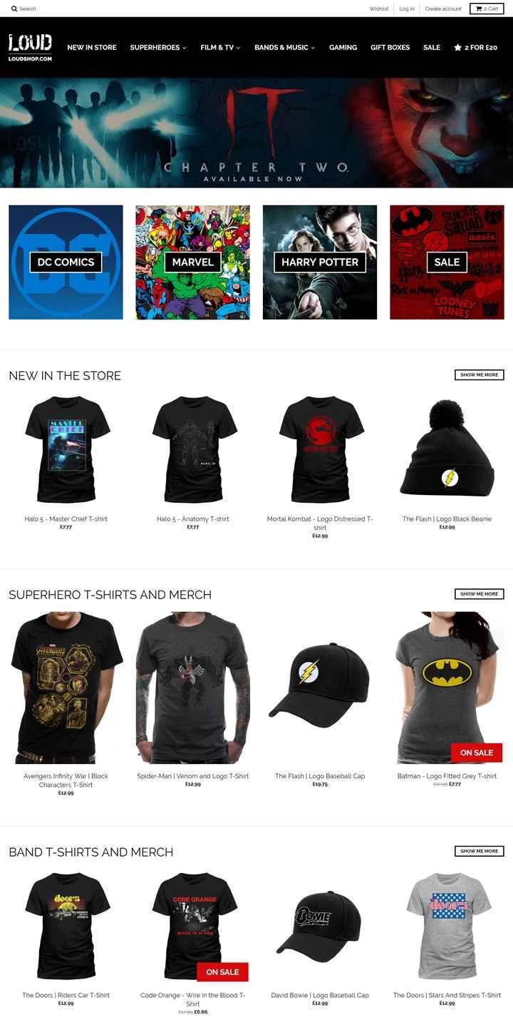 スーパーヒーロー、映画＆テレビ、バンド＆音楽のTシャツ：Loud Clothing