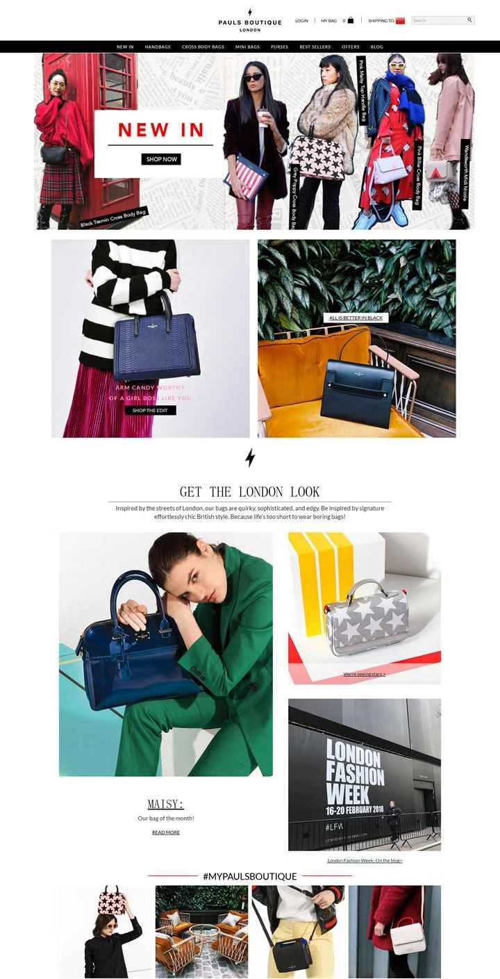 ポールズブティック公式ウェブサイト：イギリスのファッションハンドバッグブランド