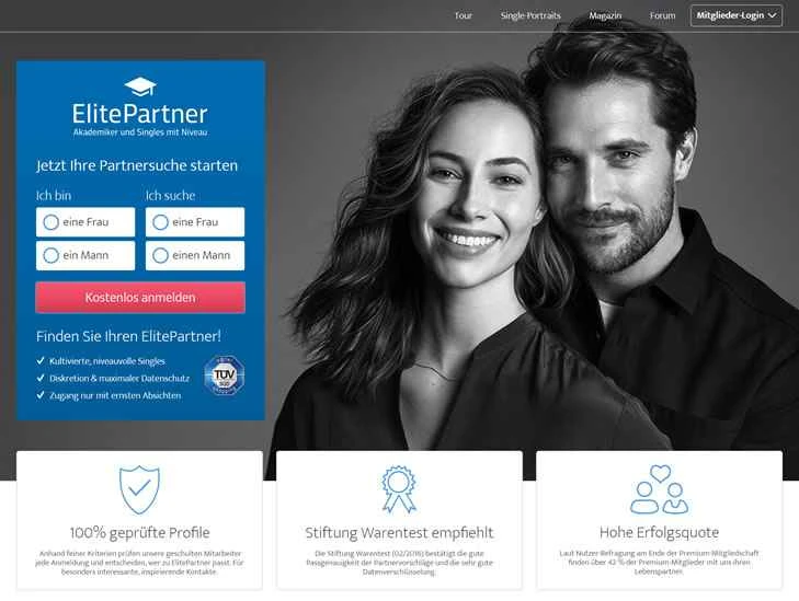 ElitePartner は、ドイツの独身者向けの高級出会い系サイトです。
