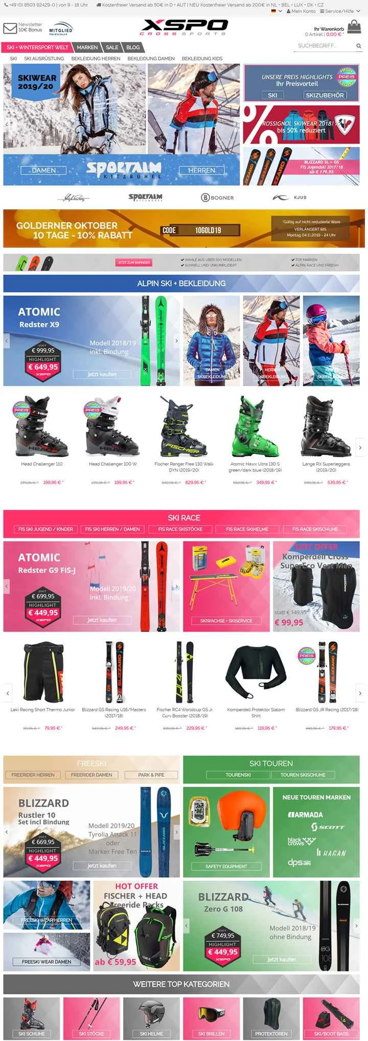 XSPO は、スキーおよびアウトドア用品を扱うドイツのオンライン ストアです。