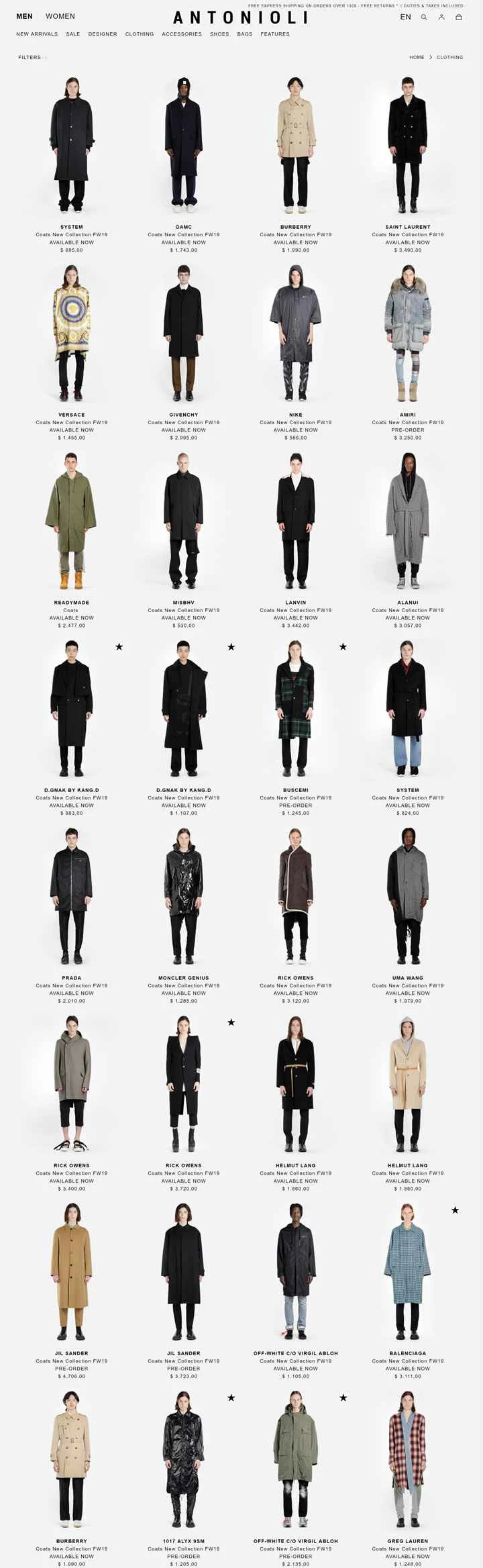 Antonioli USオンラインストア：トレンディでアバンギャルドなラグジュアリー