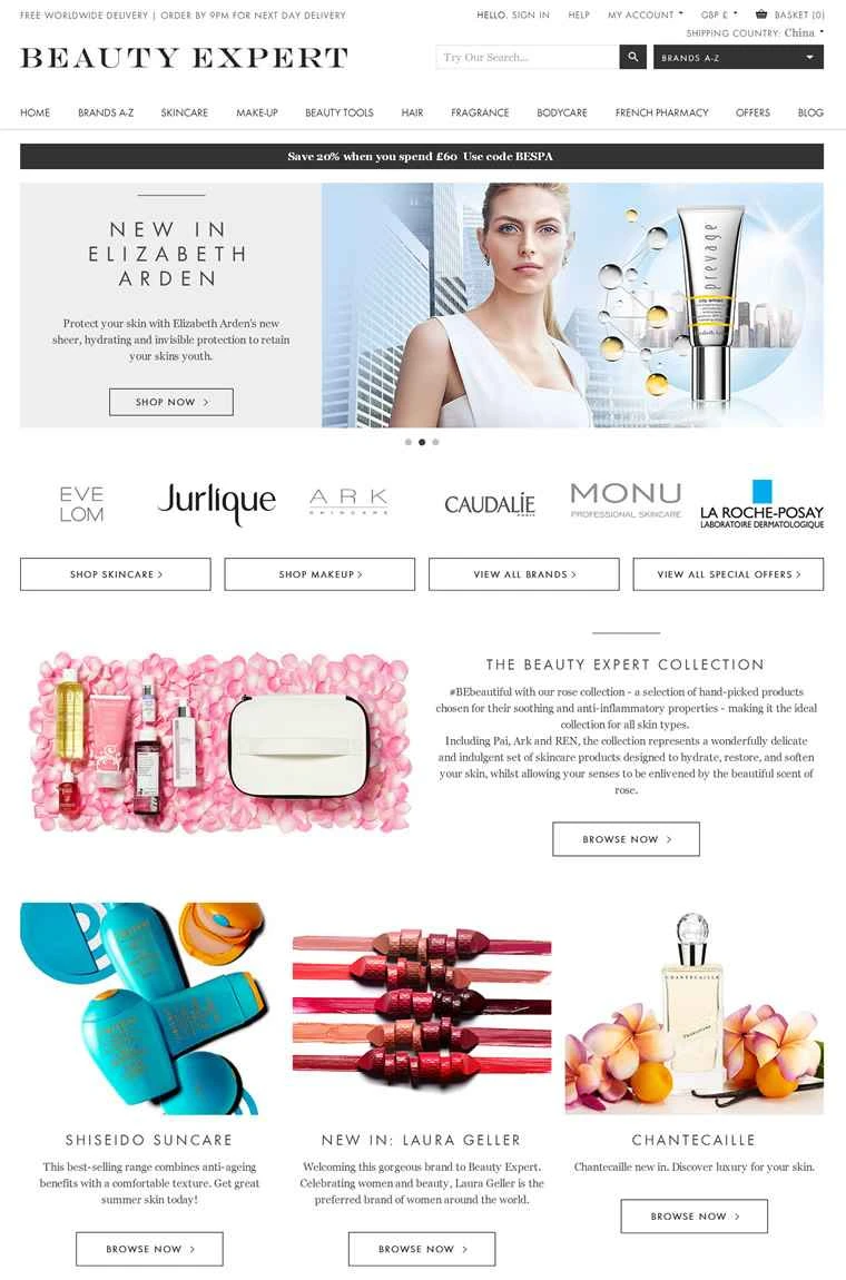 英国を拠点とするスキンケアショッピング ウェブサイト、Beauty Expert。