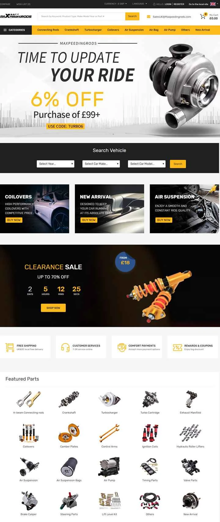 英国の高性能カーパーツとエンジンアクセサリーのオンライン販売：Maxpeedingrods