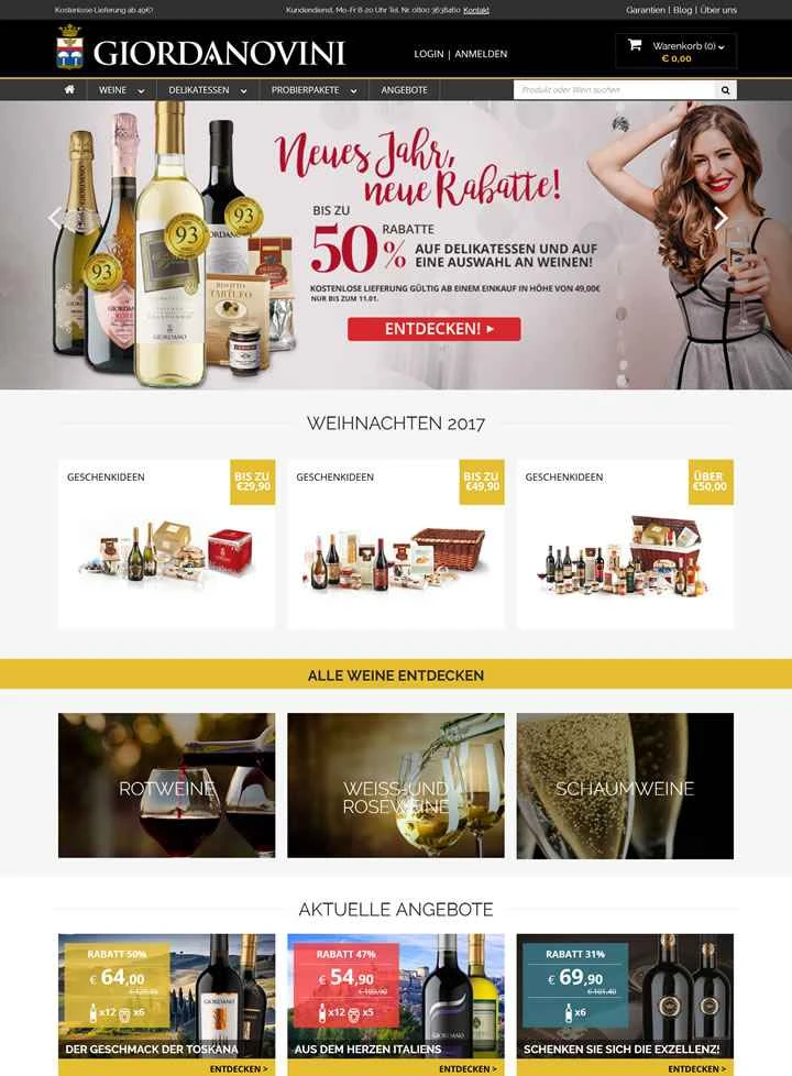 ジョルダーノ・ワイナリーのドイツ語ウェブサイト：最高のイタリアワインを見つける