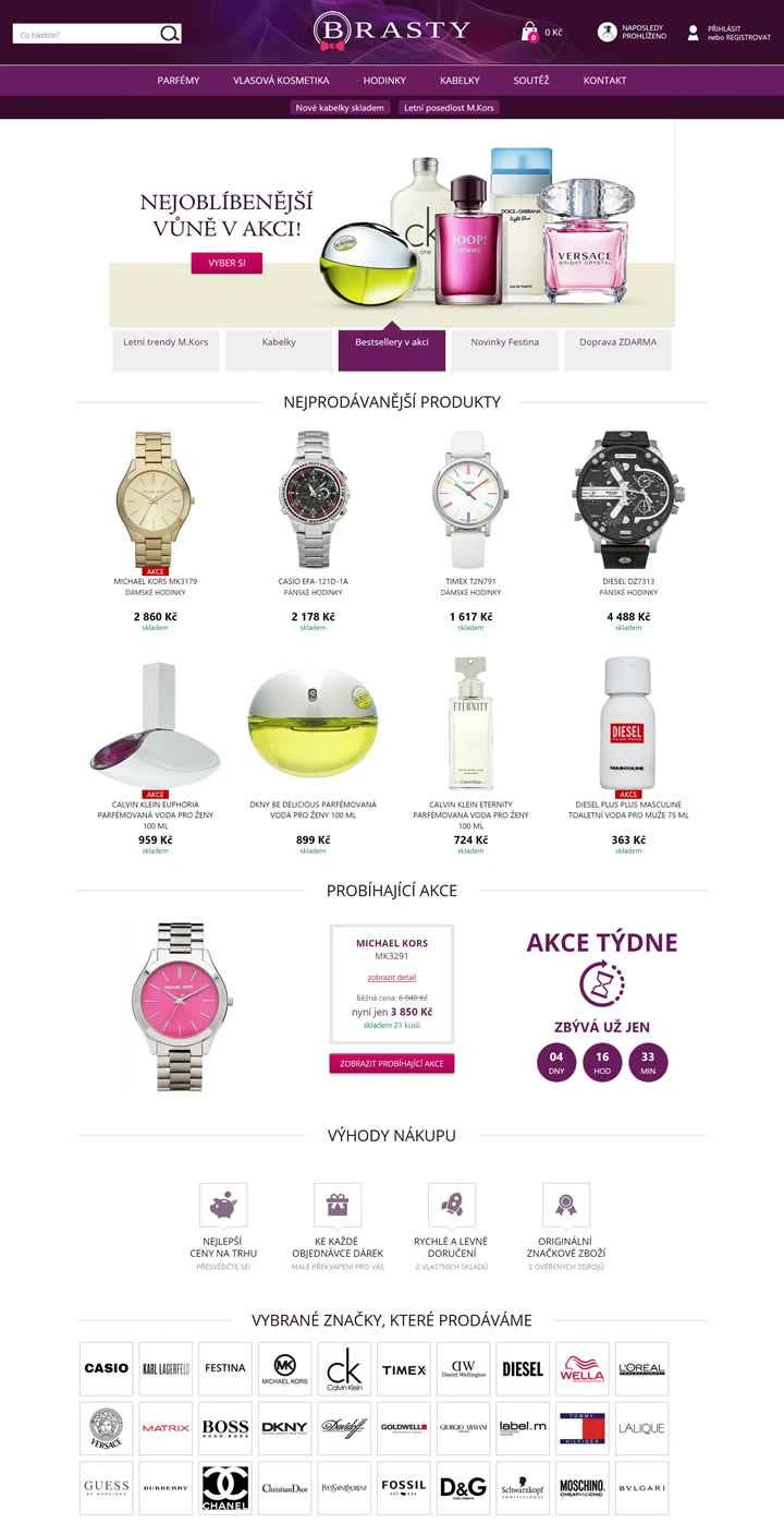 BRASTY チェコ共和国: 香水、化粧品、ハンドバッグ、時計を購入