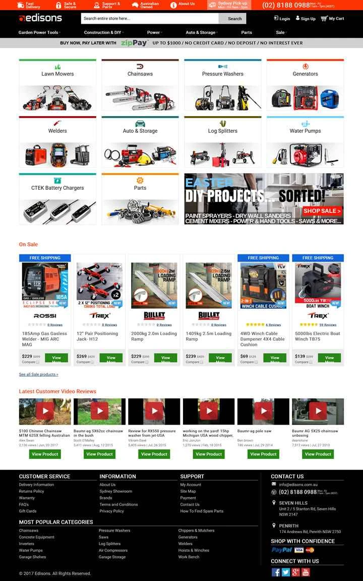 Edisons は、オーストラリアを代表する機械ハードウェア、ガーデニング、保管のオンライン専門店です。