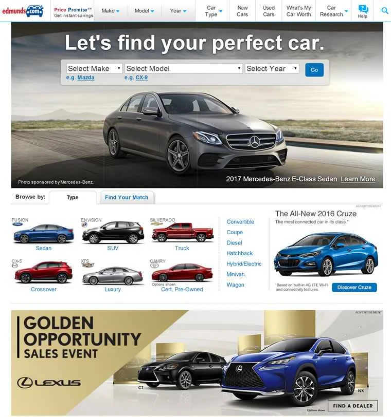 アメリカの自動車取引ウェブサイト、エドマンズ