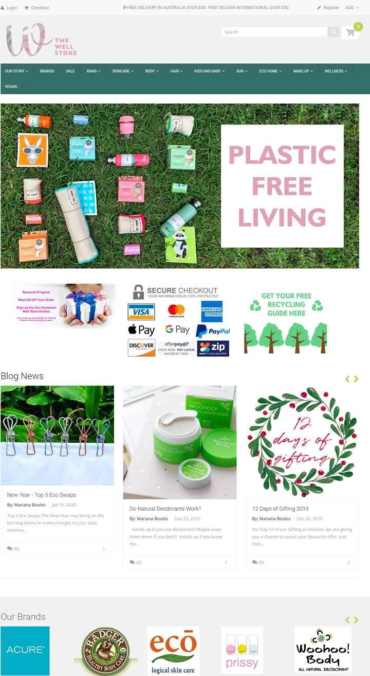 オーガニック化粧品を専門とするオーストラリアのオンラインストア、The Well Store。