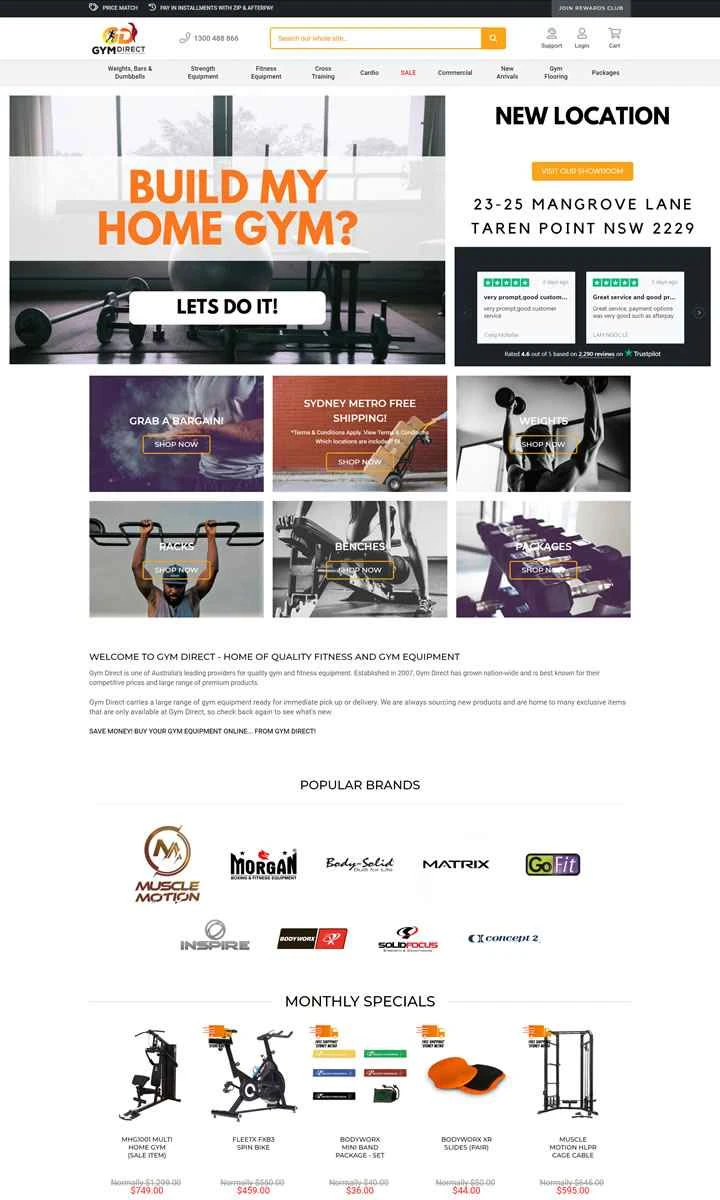 Gym Direct は、オーストラリアのフィットネス機器購入ウェブサイトです。