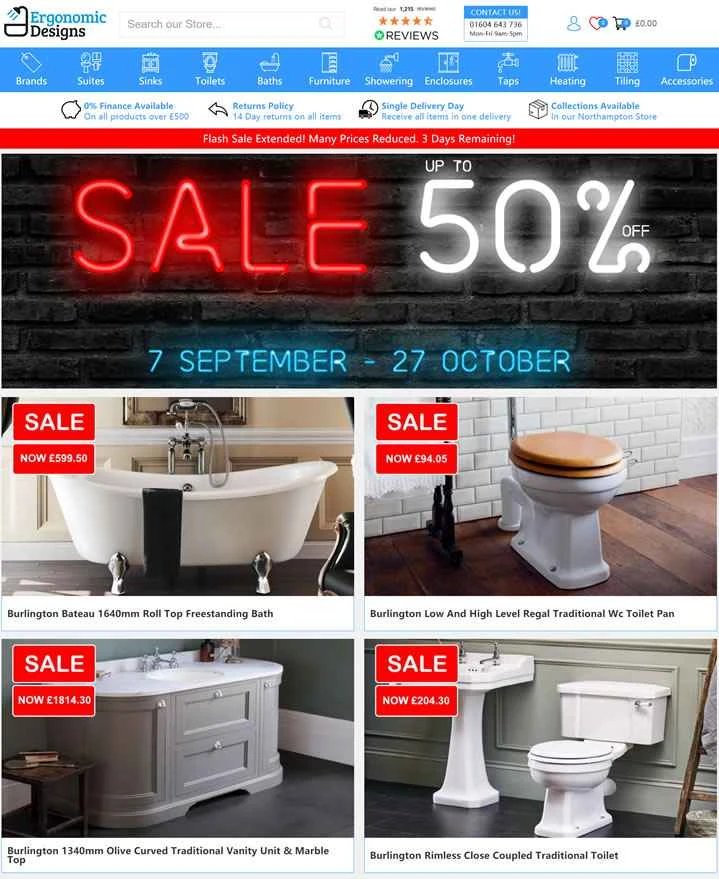 イギリスのバスルーム用品店：エルゴノミックデザイン
