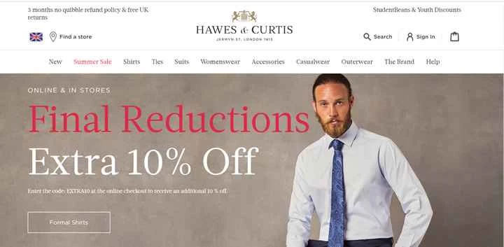 Hawes & Curtis 公式サイト: 英国伝統のブランド