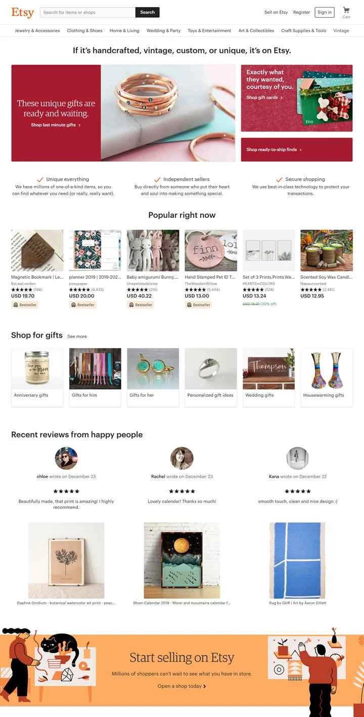 グローバルクラフトマーケットプレイス：Etsy