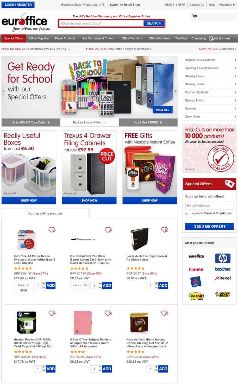 Eurooffice は、英国 No.1 のオンライン文具・オフィス用品ストアです。