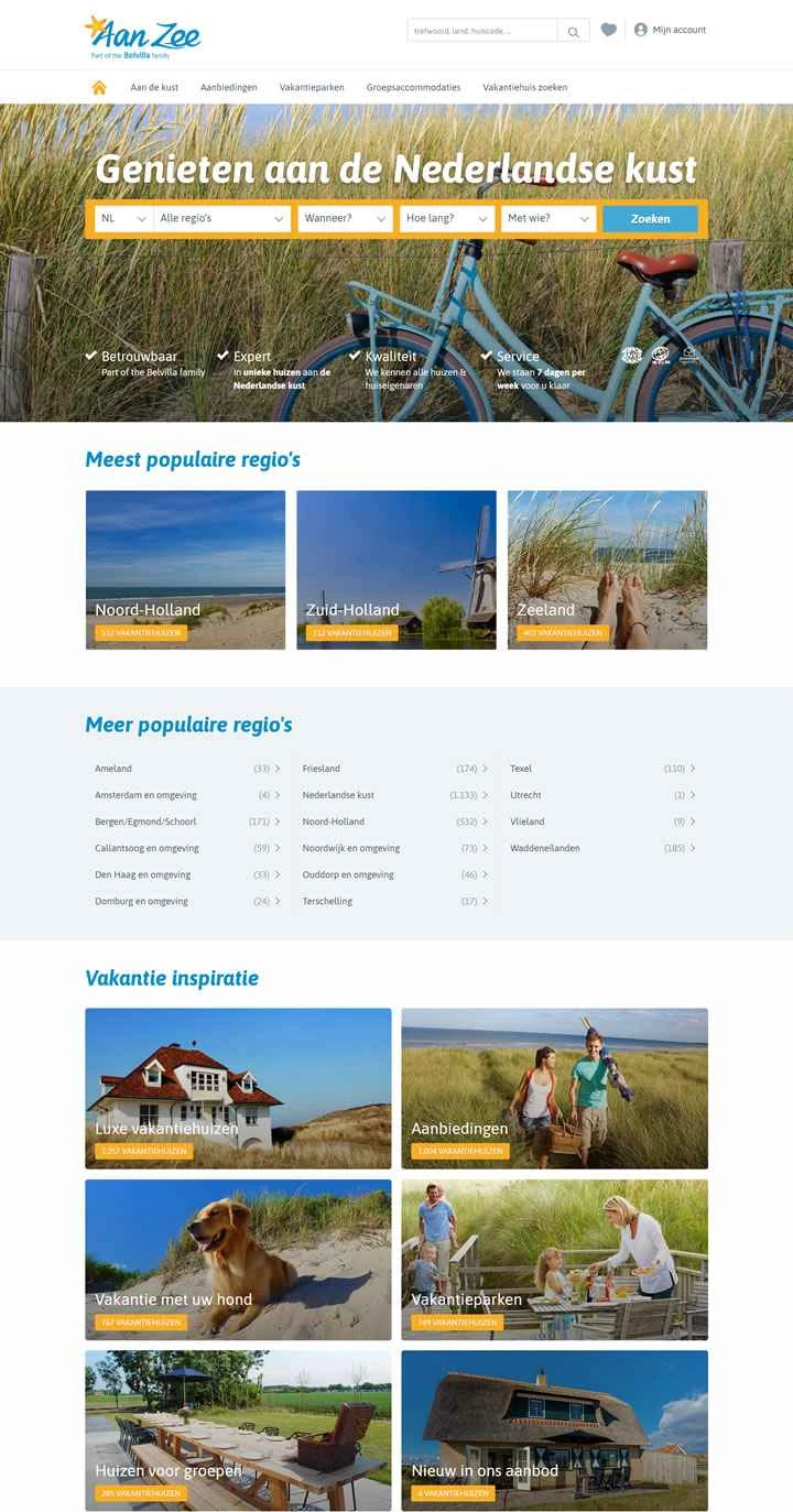 オランダの別荘レンタルウェブサイト: Aan?Zee