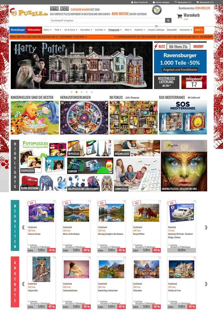 Puzzle.de は、ドイツ最大のオンライン パズル ストアです。