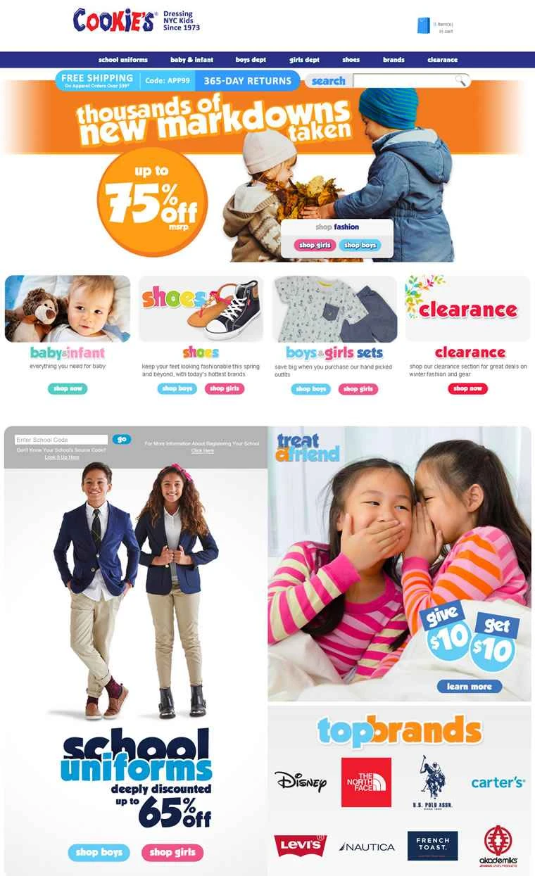 アメリカの学校制服、子供服、ベビー服：Cookie's Kids