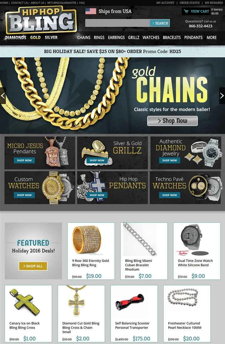 アメリカのヒップホップジュエリーショッピングサイト：Hip Hop Bling