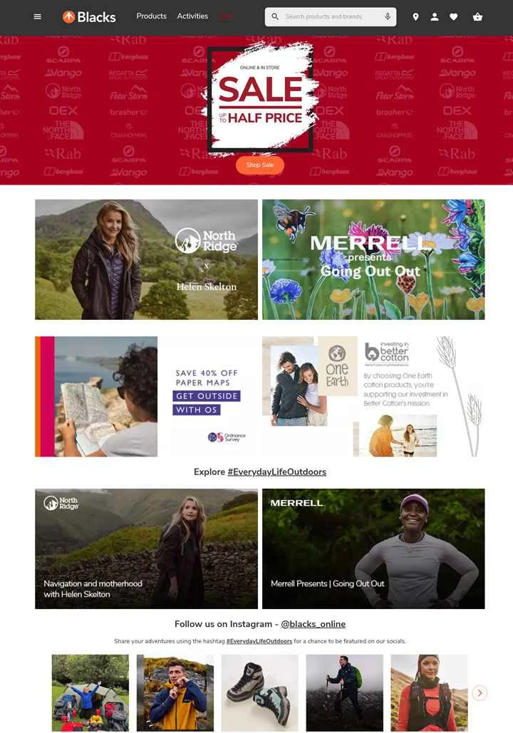 英国の有名なアウトドア用品店、ブラックス