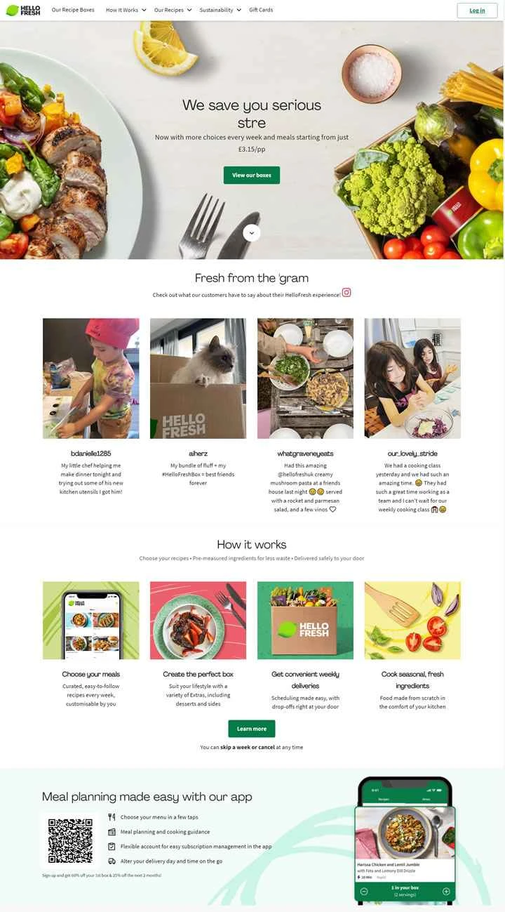 HelloFresh UK: レシピボックス配達サービス