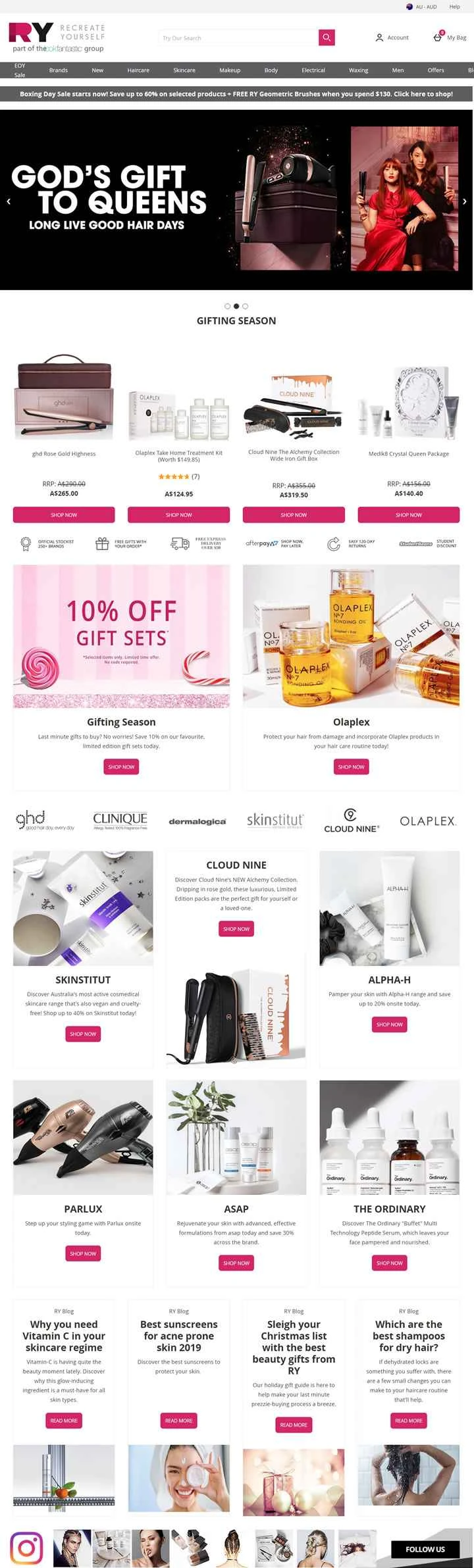 RY は、オーストラリア最大のヘアケアおよびスキンケア製品のオンライン ストアです。