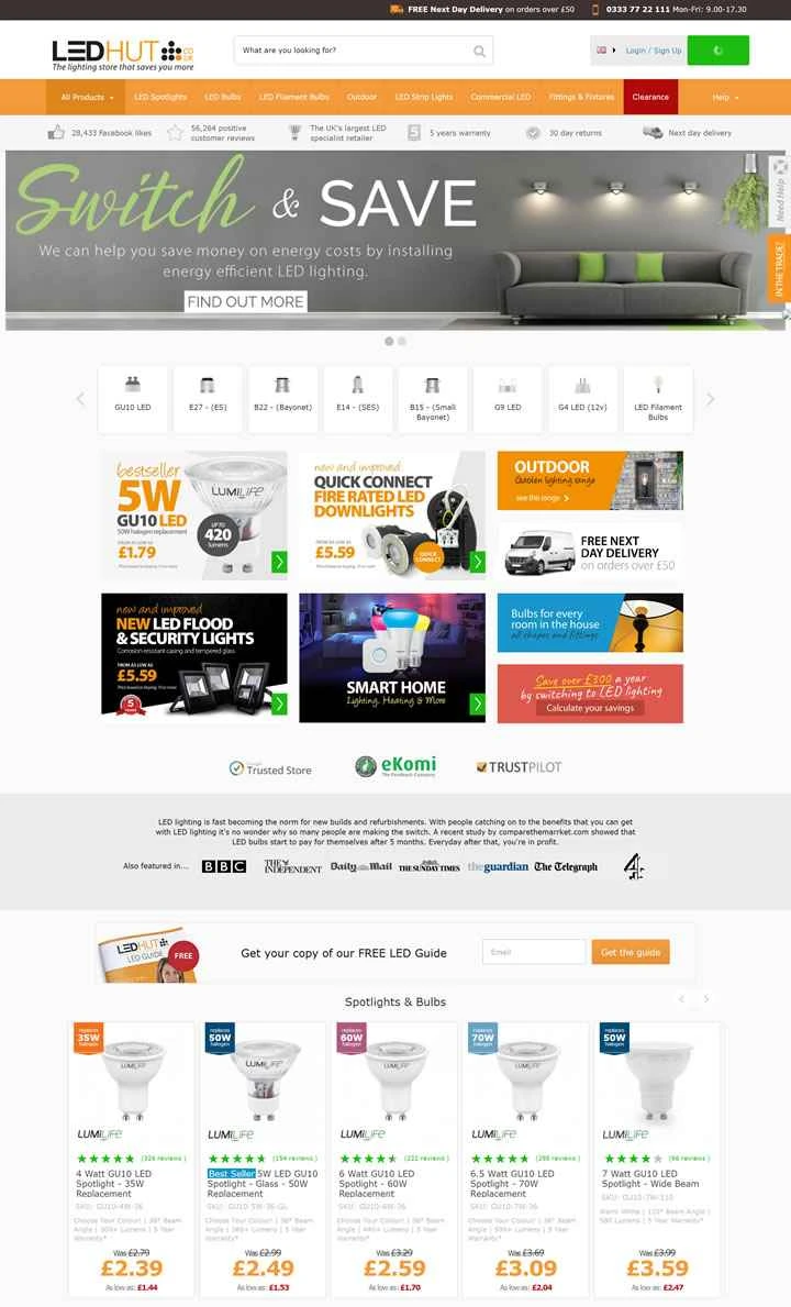 英国最大のLED専門小売業者、Led Hut